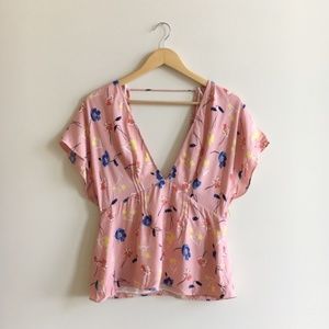 💛ZARA💛 Deep V-neck Floral Blouse